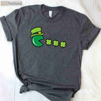 St Patrick’s Day Eating Shamrock Retro Gamer T-Shirt for Men Boys Kids