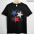 Stars American Flag Fireworks 4th Of July T-Shirt Independence Day Celebration Graphic Shirt