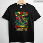 Stepping Into Black History Month Black Sneakers T-Shirt African American Kicks Shirt