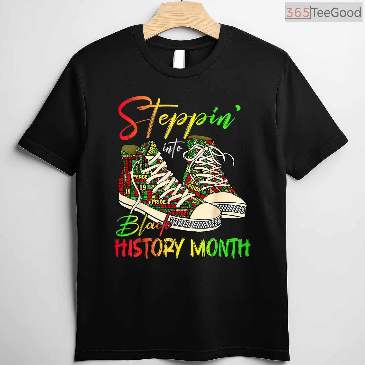 Stepping Into Black History Month T-Shirt Black Girls Sneakers Graphic Tee for Men & Women