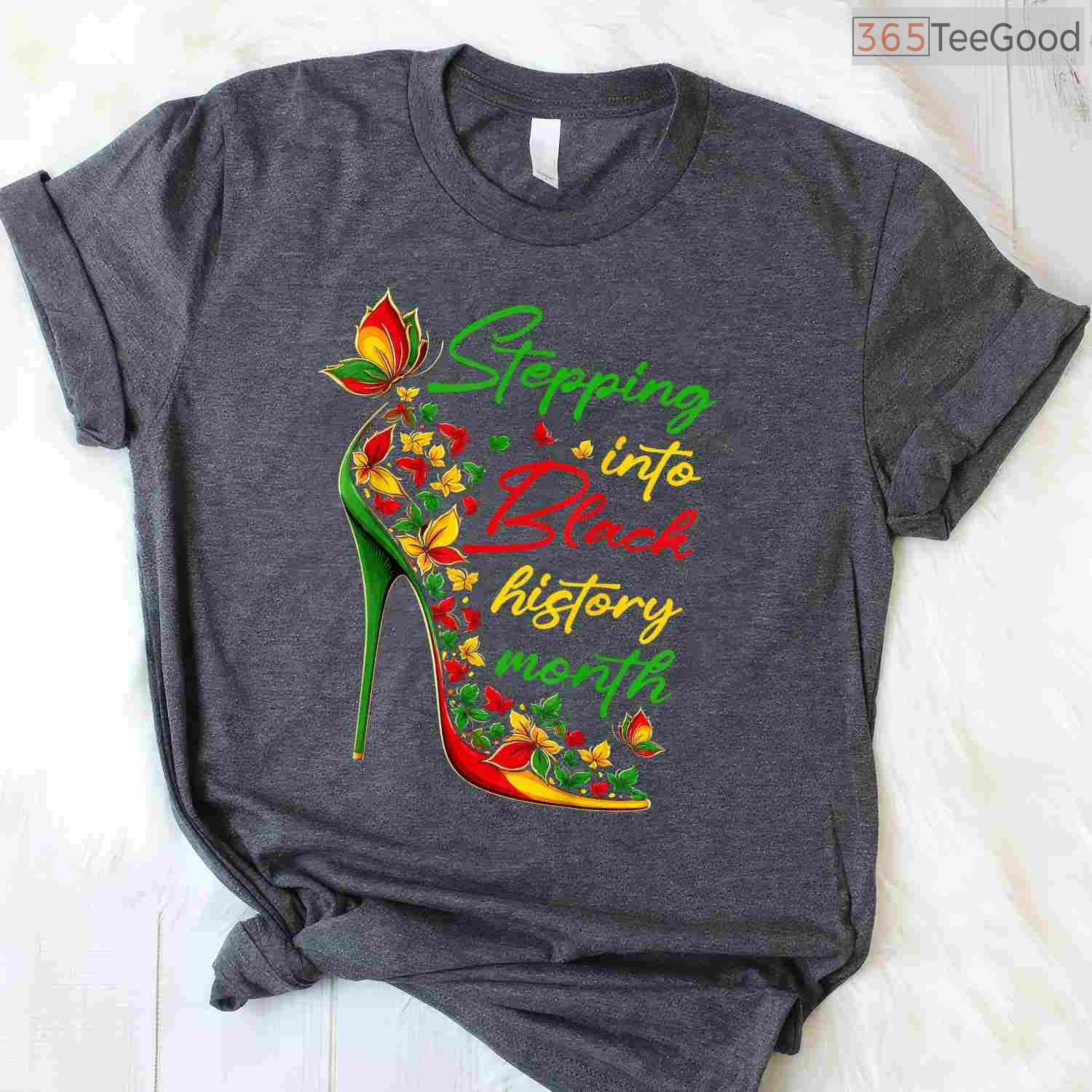 Stepping Into Black History Month High Heels T-Shirt Women Girls Melanin Diva Shirt