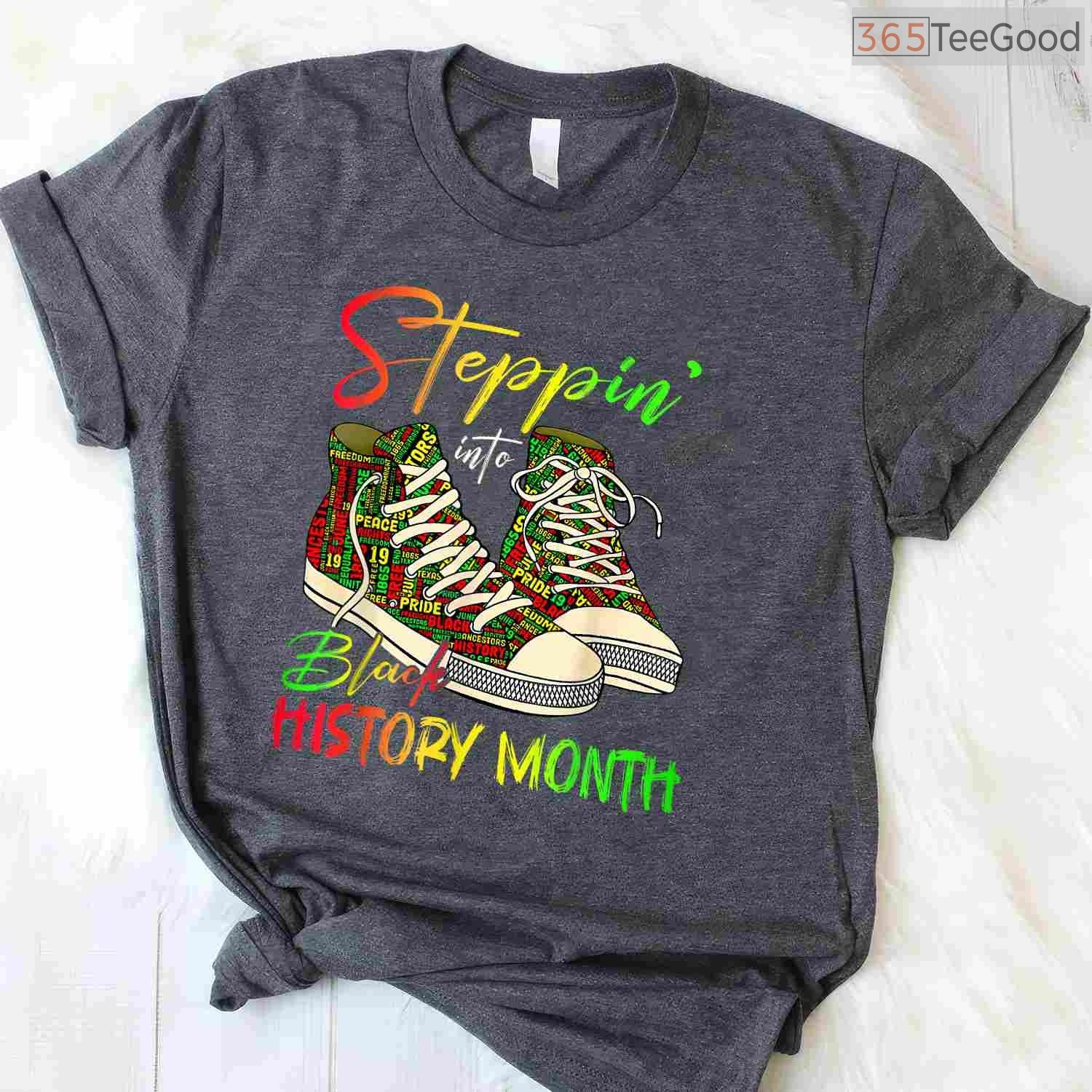 Stepping Into Black History Month T-Shirt Black Girls Sneakers Graphic Tee for Men & Women