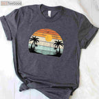 Sunshine Summer Vibes Palm Trees T-Shirt - Retro Tropical Beach Party Tee