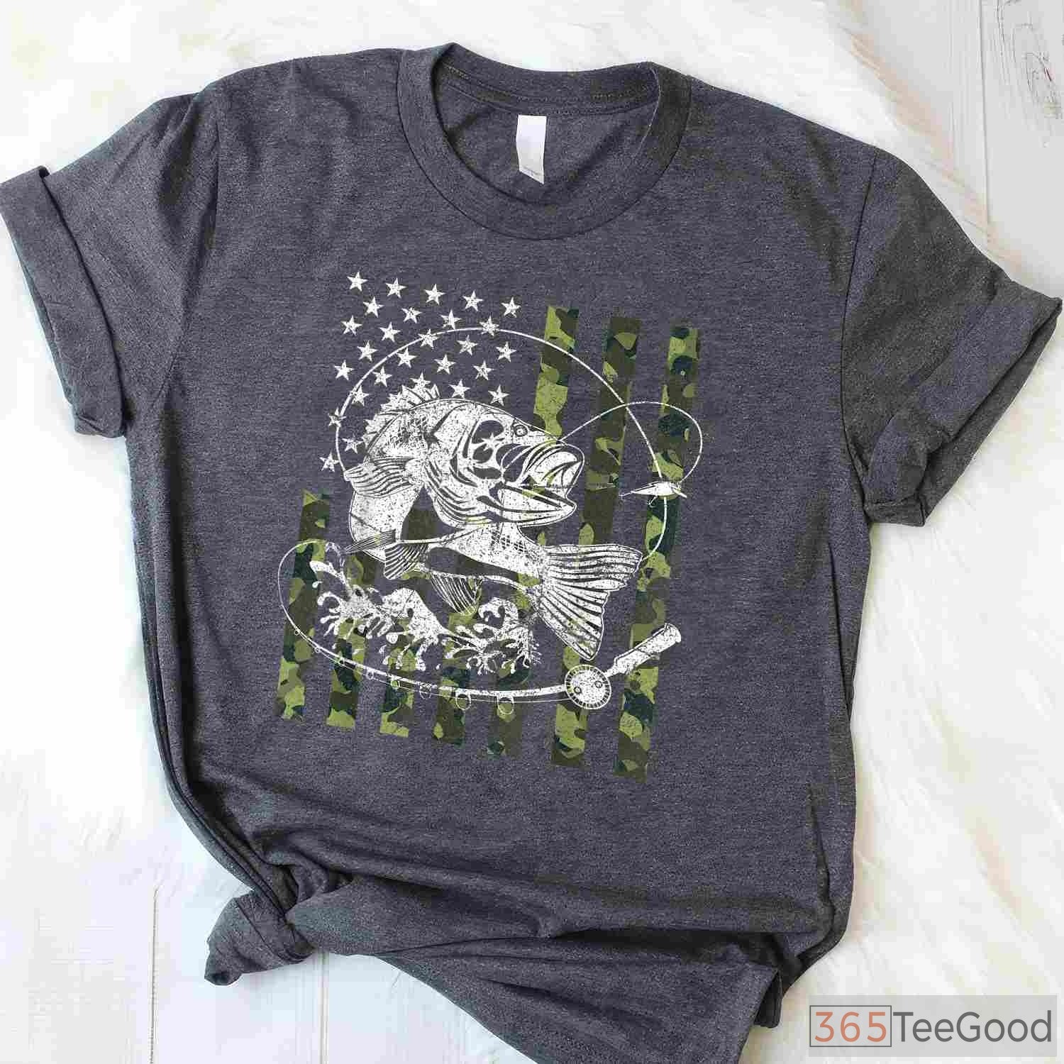 Tactical Camo American Flag Fishing Shirt, Patriotic Outdoor Gift for Men & Boys