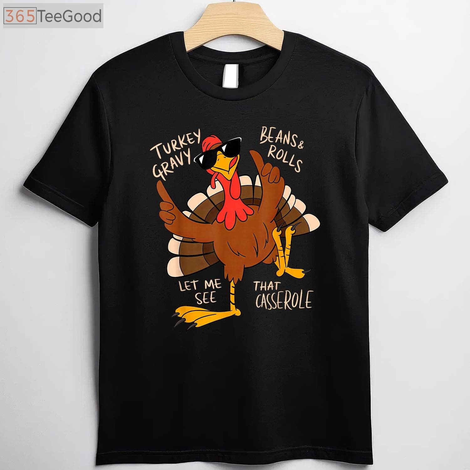 Thanksgiving Menu T-Shirt - Turkey Gravy Beans Rolls Casserole Foodie Tee