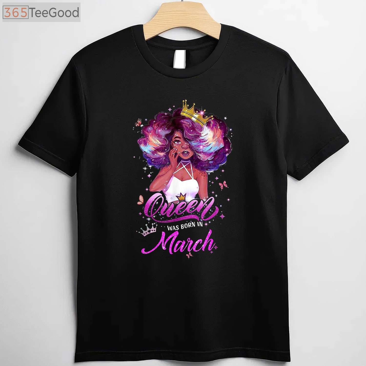 This Queen Was Born in March Birthday T-Shirt for Girls, March Birthday Queen Gift Tee