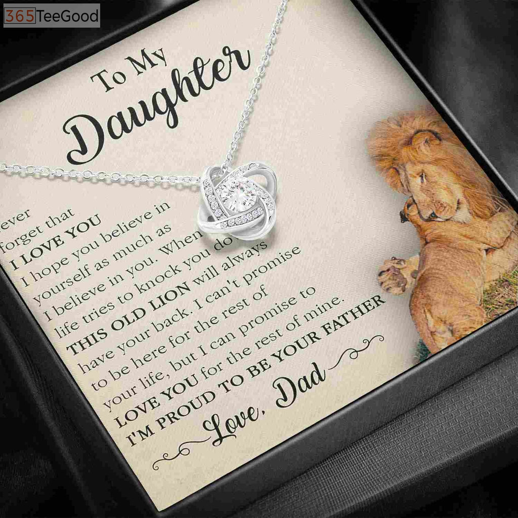 To My Daughter Necklace From Dad - Proud Father Lion Jewelry Gift