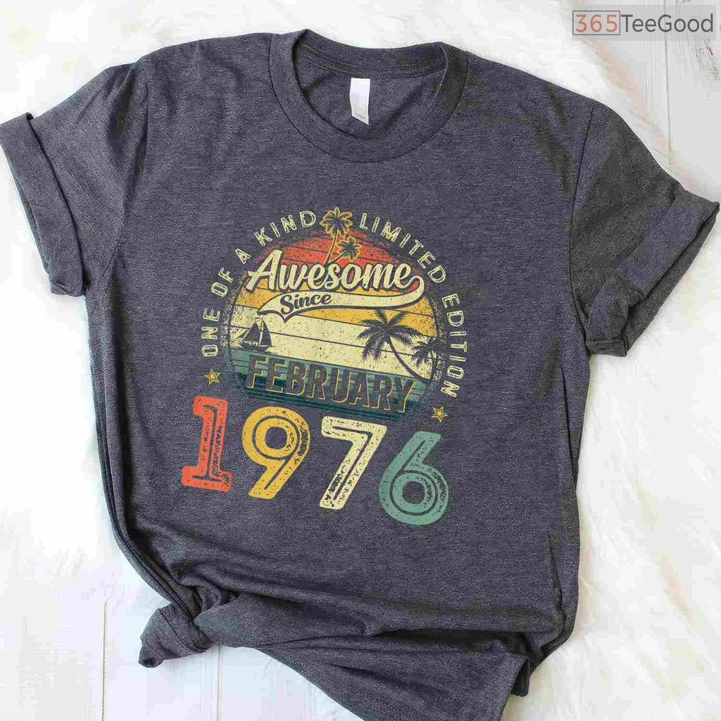Vintage 1976 50th Birthday Shirt – Awesome Since February Men's Gift