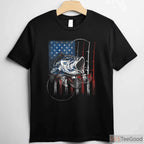 Vintage USA American Flag Fishing Shirt - Retro Bass Fisherman Patriotic Gift