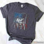 Vintage USA American Flag Fishing Shirt - Retro Bass Fisherman Patriotic Gift