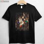 Waterfowl Duck Hunting American Flag Camo Tee, Patriotic Bird Hunter Shirt