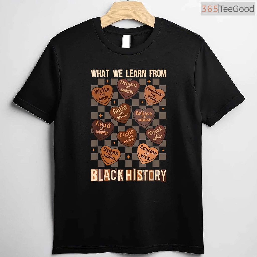 What We Learn From Black History Month T-Shirt Men Women Kids Educational Shirt