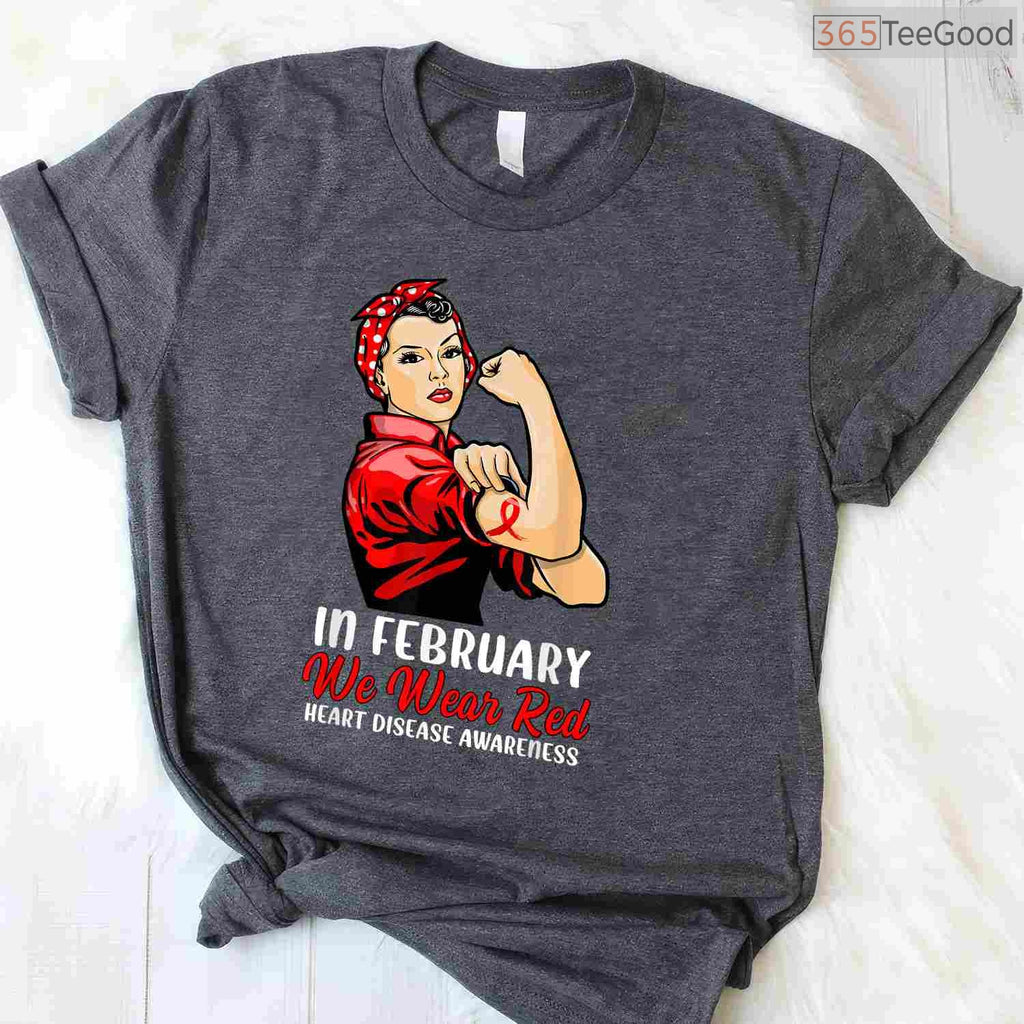 Women's In February We Wear Red Shirt – Heart Disease Awareness V-Neck