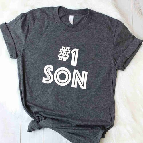 #1 Son Number One Family Gift Funny Quote Tee T-Shirt for Adults Unisex
