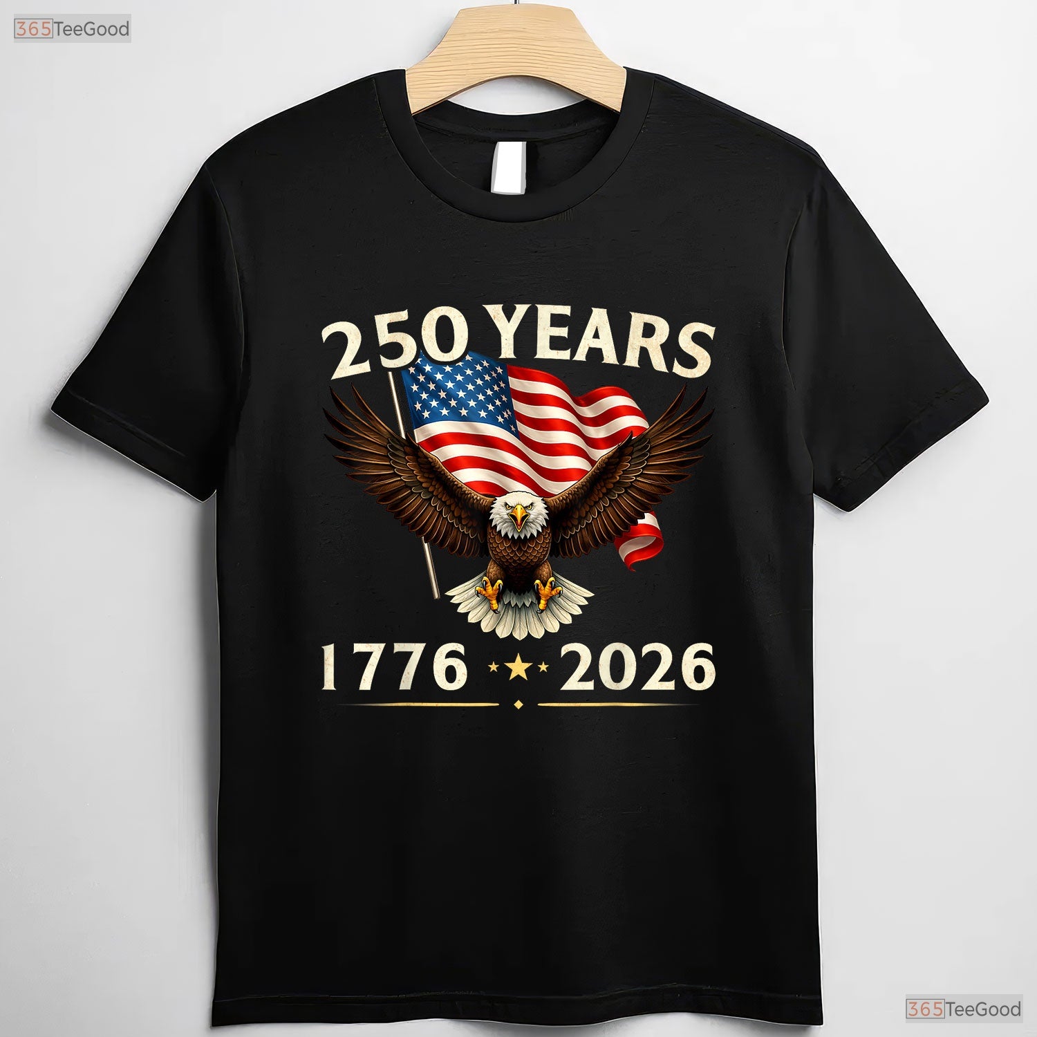 250th Anniversary USA Patriotic Eagle Valentine T-Shirt- Bass Fishing Gifts