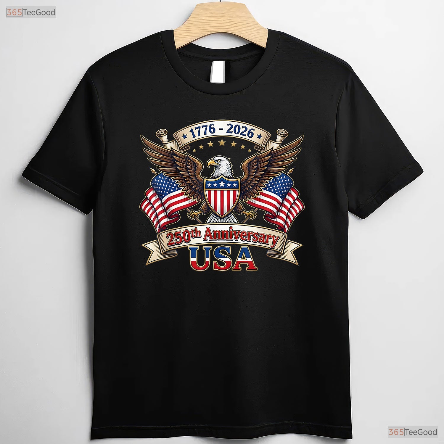 250 Years American 4th of July Valentine T-Shirt- Inshore Fishing Apparel Men