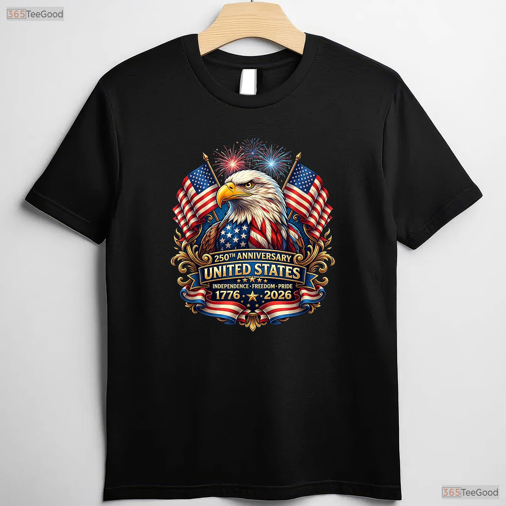 USA 250th Anniversary Independence Patriotic Valentine T-Shirt Bass Fishing