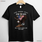 250 Years Faith Freedom Eagle USA Valentine T-Shirt Saltwater Fishing Gifts