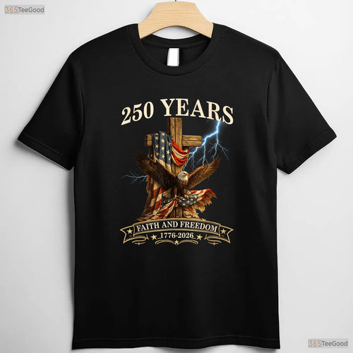 250 Years Christian Faith Freedom USA Valentine T-Shirt Trout Fishing Wear