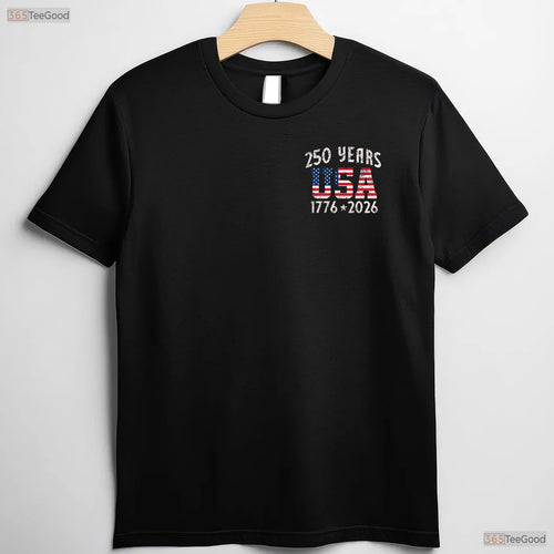 250 Years US Flag American Valentine T-Shirt- Deep Sea Fishing Shirts Men