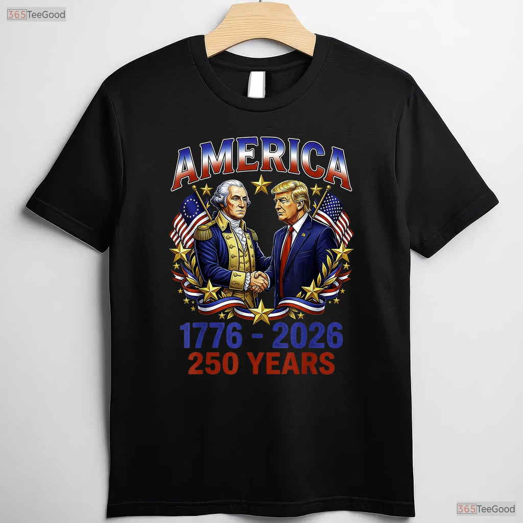 250 Years America Anniversary Trump Washington Valentine T-Shirt Bass Fishing