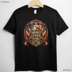 250 Years American Anniversary USA Flag Valentine T-Shirt Kayak Fishing Men