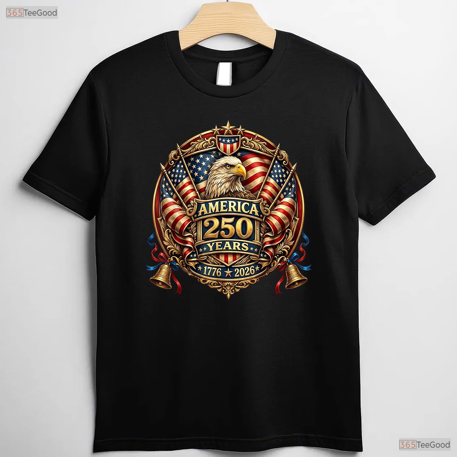 250 Years American Anniversary USA Flag Valentine T-Shirt Kayak Fishing Men