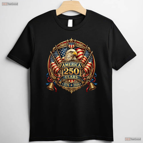 250 Years American Anniversary USA Flag Valentine T-Shirt Kayak Fishing Men