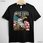 250th Anniversary USA Flag Valentine T-Shirt- Ice Fishing Gear Mens