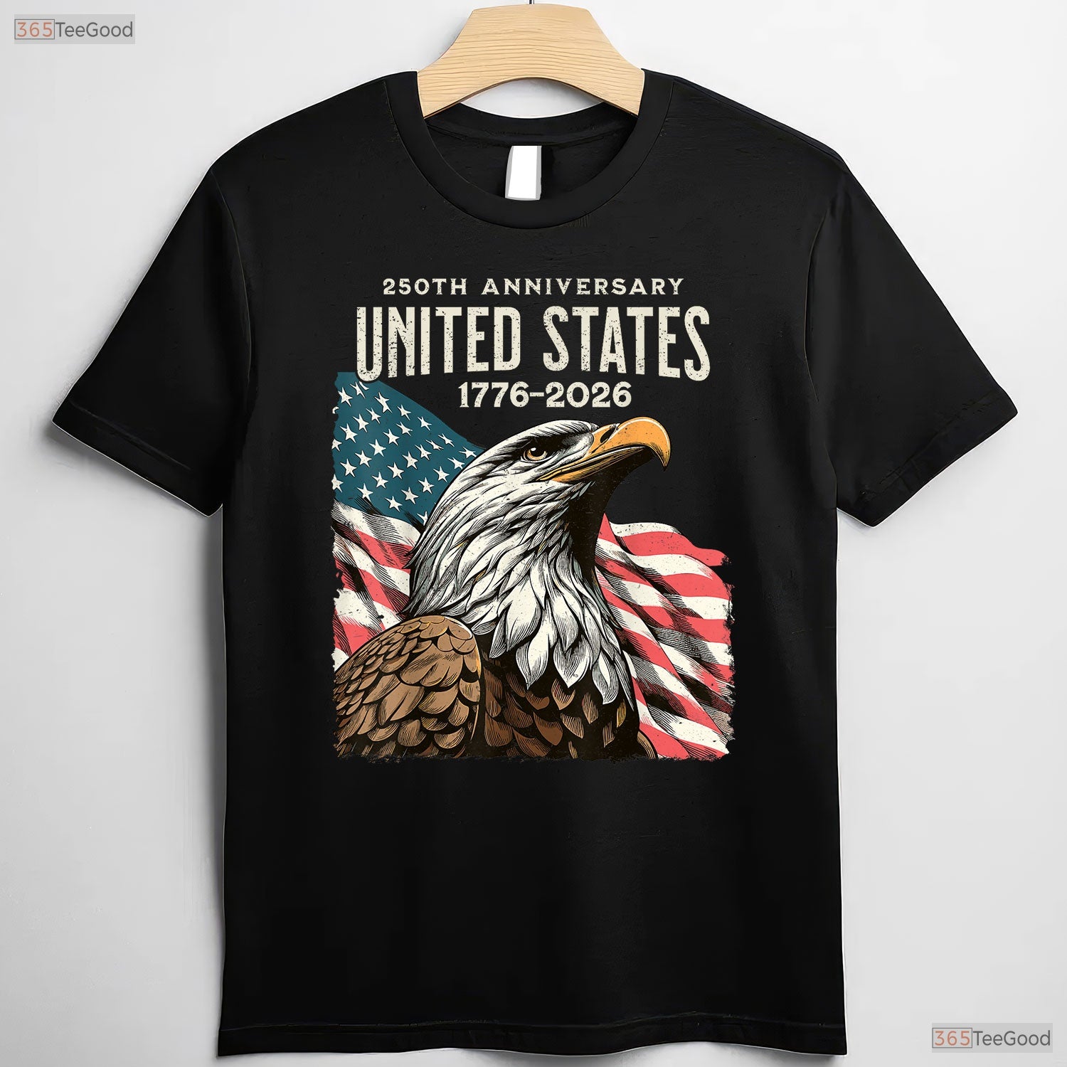 250th Anniversary USA Flag Valentine T-Shirt- Ice Fishing Gear Mens
