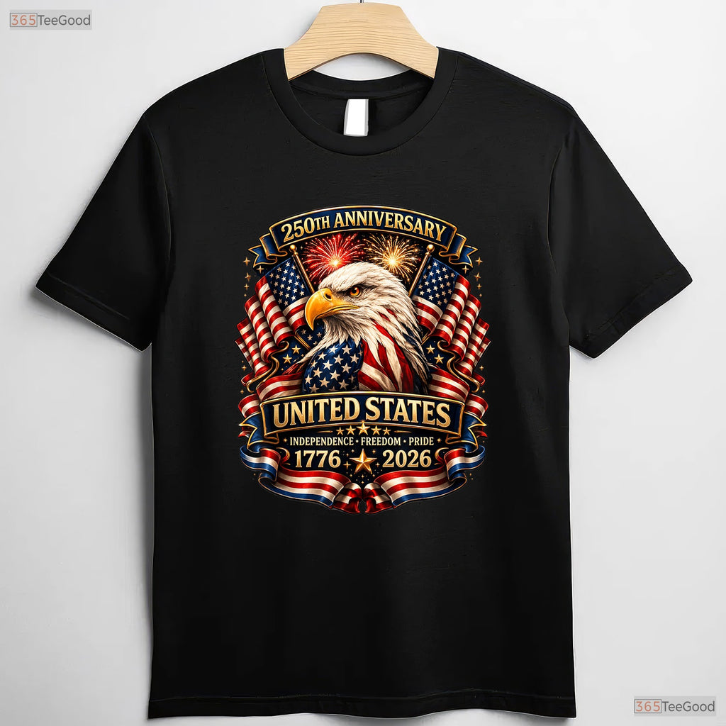 250th USA Patriotic Eagle 4th of July Valentine T-Shirt For Ice Fishing Mens