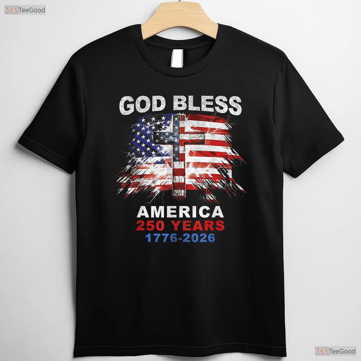God Bless America 250 Years Christian Cross Valentine T-Shirt Carp Fishing