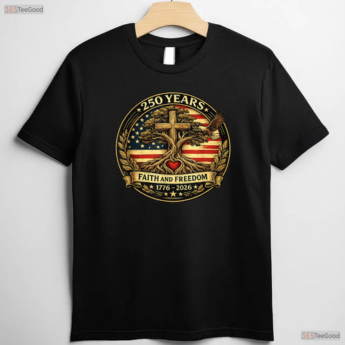 250 Years Faith Freedom Christian USA Valentine T-Shirt Crappie Fishing Men