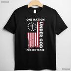 250 Year USA Flag Christian God Valentine T-Shirt- Trout Fishing Apparel Men