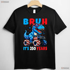 Kids 250th Anniversary Dino 2026 USA Valentine T-Shirt Inshore Fishing Men
