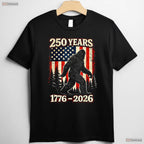 250th Anniversary Big Foot USA Independence Valentine T-Shirt Lake Fishing