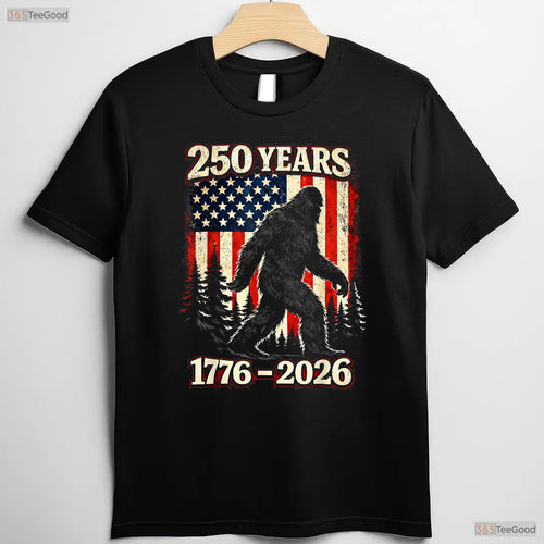 250th Anniversary Big Foot USA Independence Valentine T-Shirt Lake Fishing