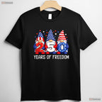 250 Years Anniversary USA Patriotic Gnome Valentine T-Shirt Bass Fishing Men