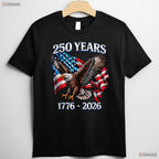 250 Years US Flag 4th of July Valentine T-Shirt Bass Fishing Gifts For Men
