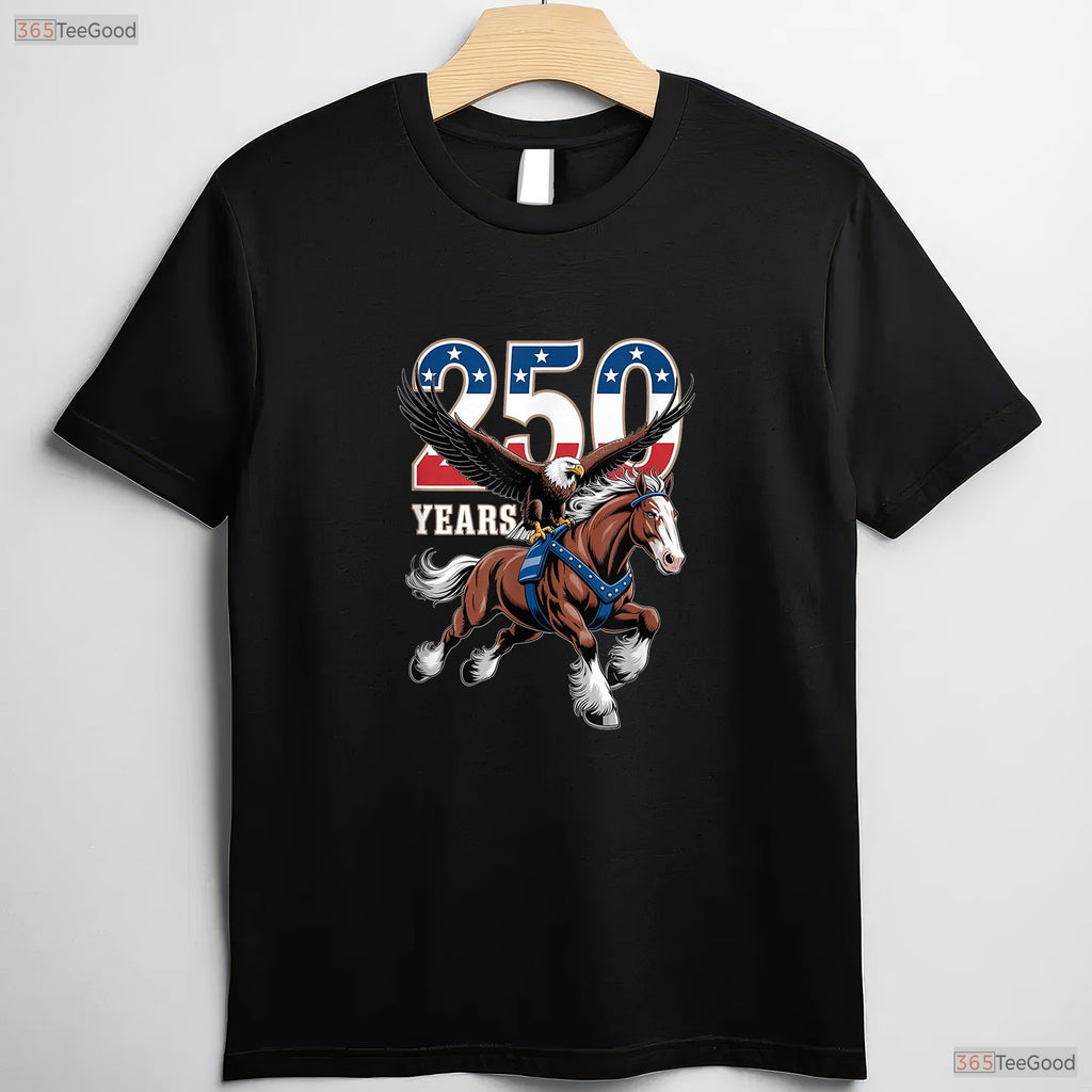 USA 250th Eagle Clydesdale Valentine T-Shirt Trout Fishing Shirts For Men