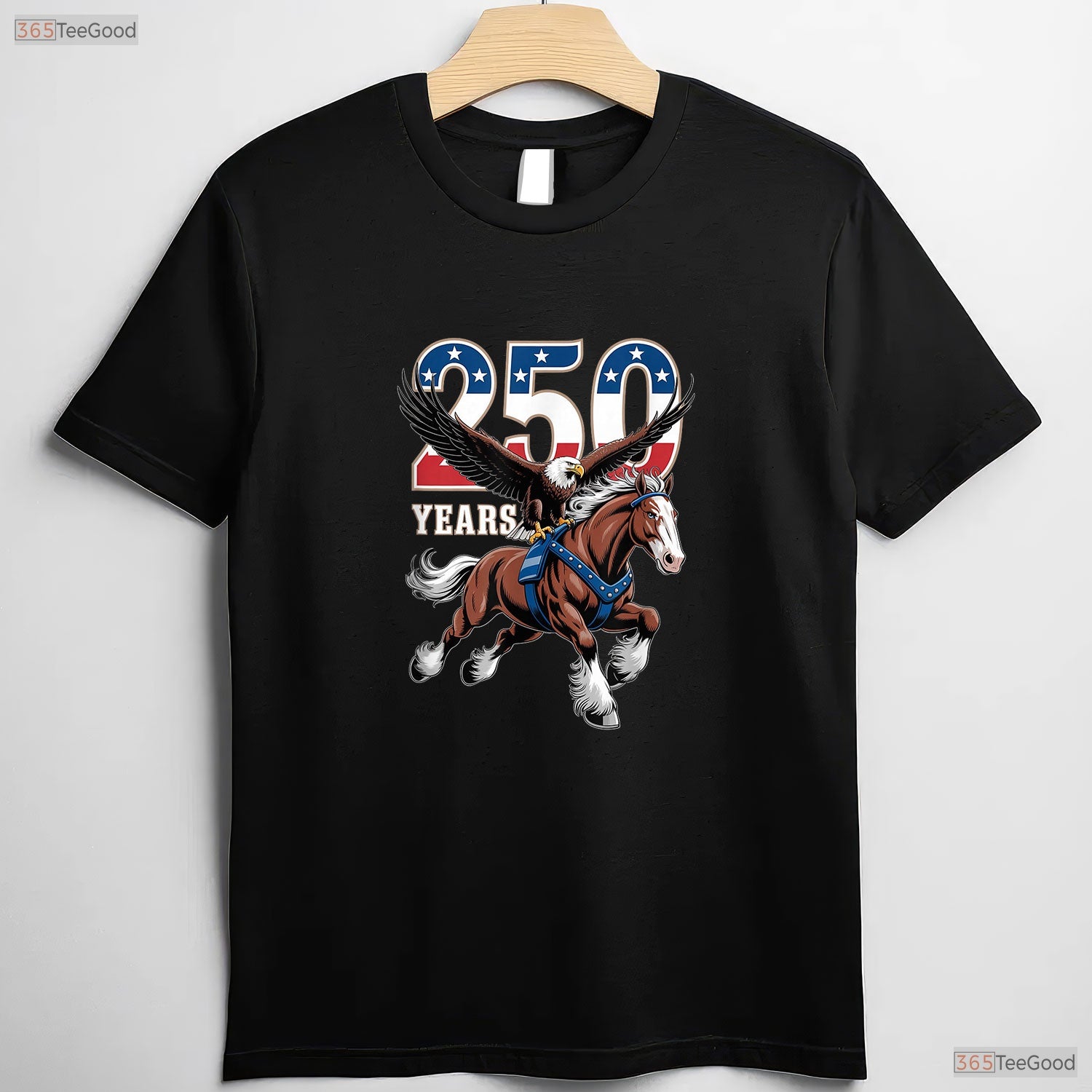 USA 250th Eagle Clydesdale Valentine T-Shirt Trout Fishing Shirts For Men