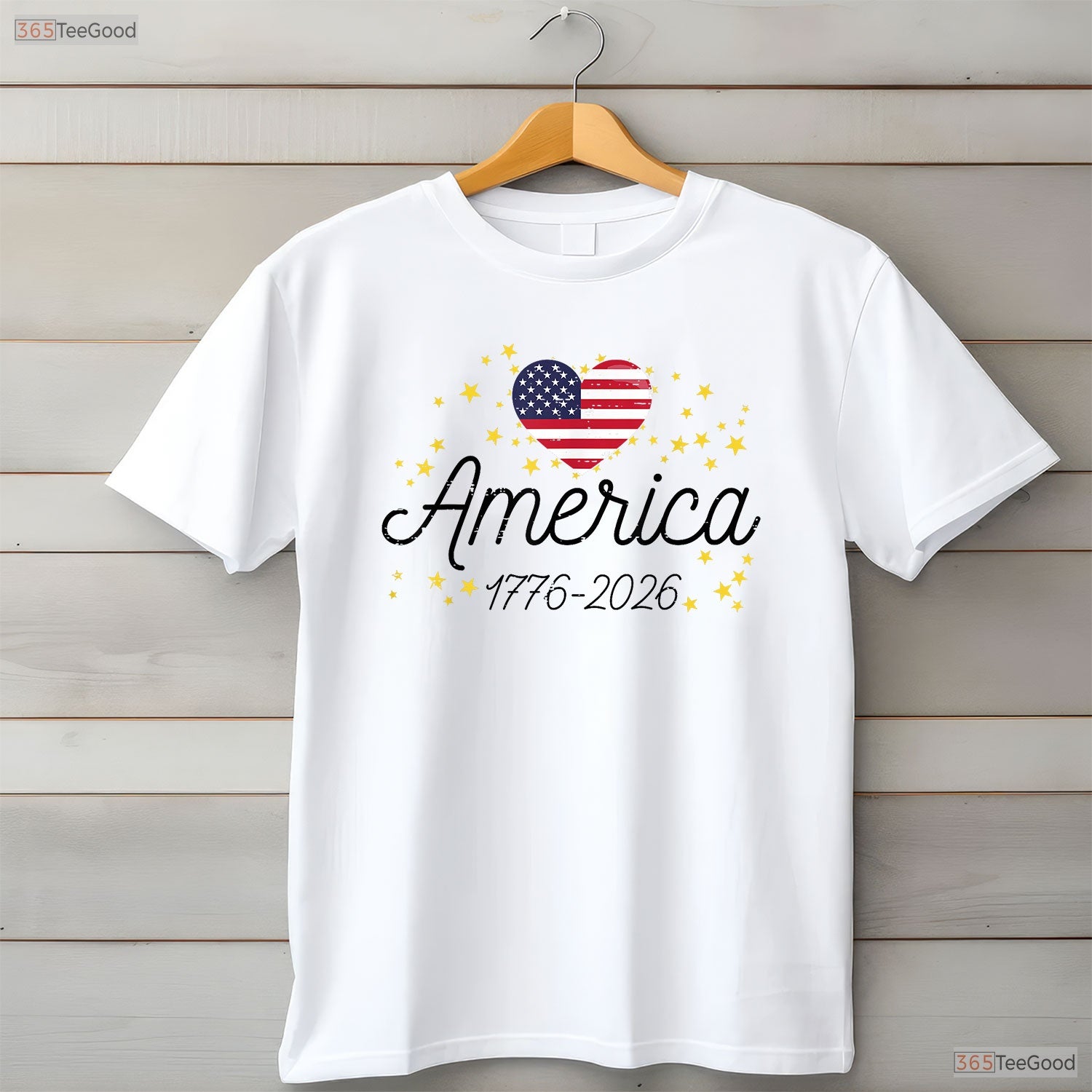 250th Anniversary America Flag Heart Valentine T-Shirt Kayak Fishing Accessories