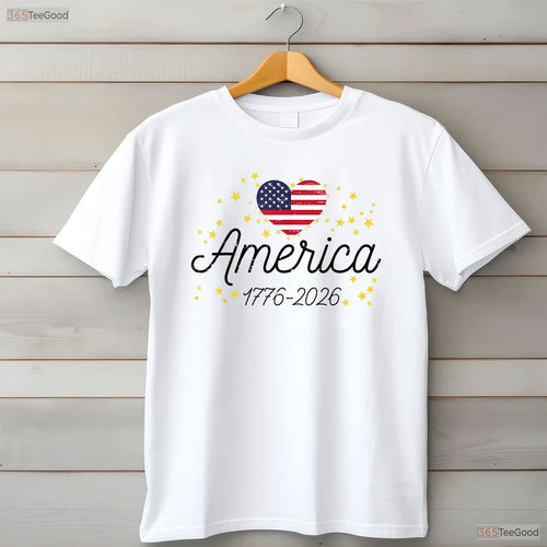 250th Anniversary America Flag Heart Valentine T-Shirt Kayak Fishing Accessories