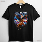 USA 250th Anniversary Eagle Clydesdale Valentine T-Shirt Muskie Fishing Apparel