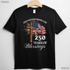 One Nation Under God 250 Years USA Valentine T-Shirt- Carp Fishing Outfits