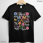 Christian Mothers Day T-Shirt She Is Mom Bible Verses Boho Floral Shirt Gift