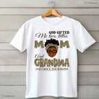 God Gifted Me Two Titles Mom Grandma Melanin Leopard Mothers Day T-Shirt Gift