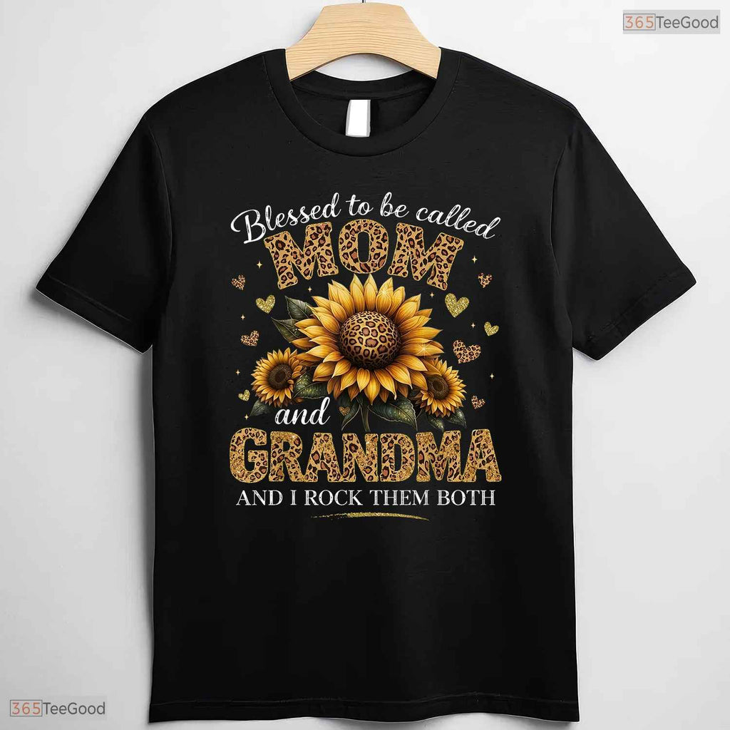 Blessed To Be Called Mom And Grandma Shirt I Rock Them Both Floral T-Shirt