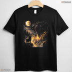 90s Retro Black Pug Howling Moon Dog Mom Mothers Day T-Shirt Present For Women