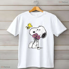 Cute Cartoon Dog Mothers Love Floral Puppy Mama Mothers Day T-Shirt For Women